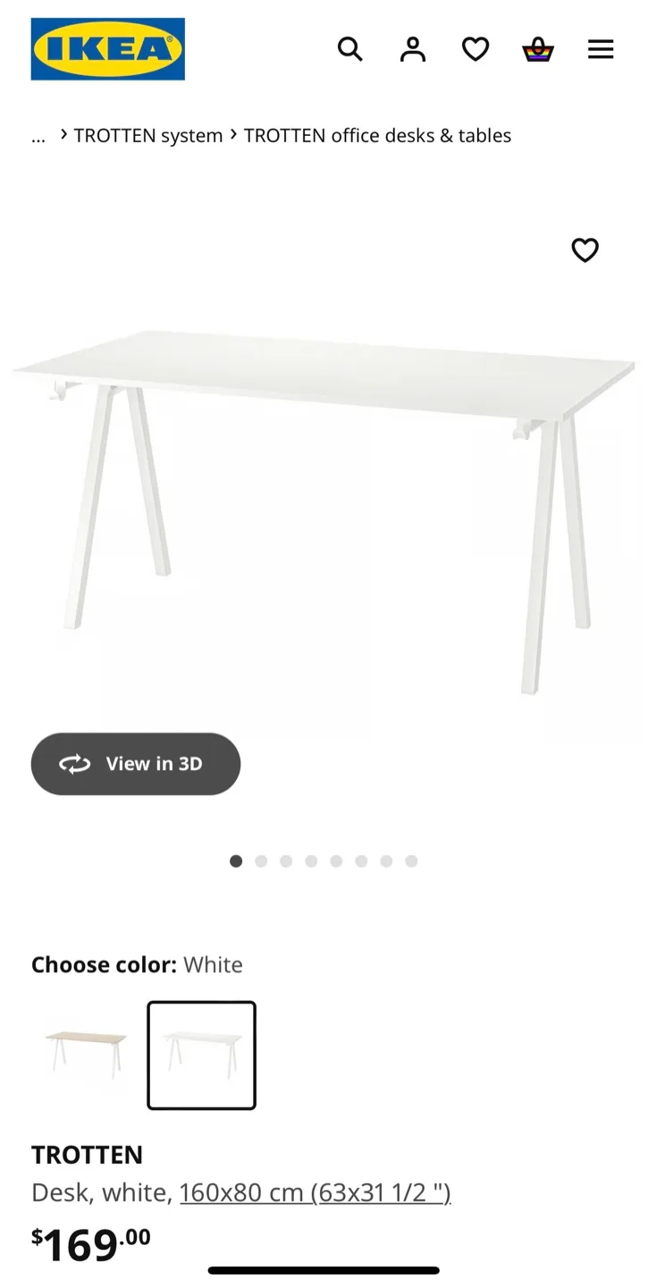 IKEA TROTTEN Desk - White thumbnail