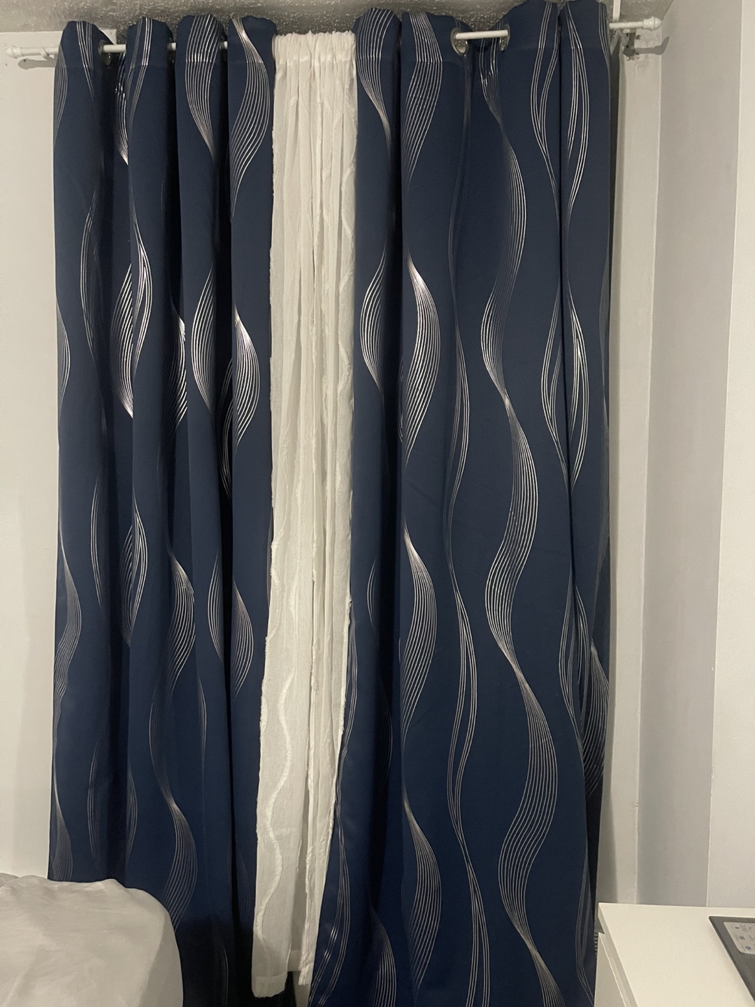 Navy Blue Curtains with White Sheers - photo 2