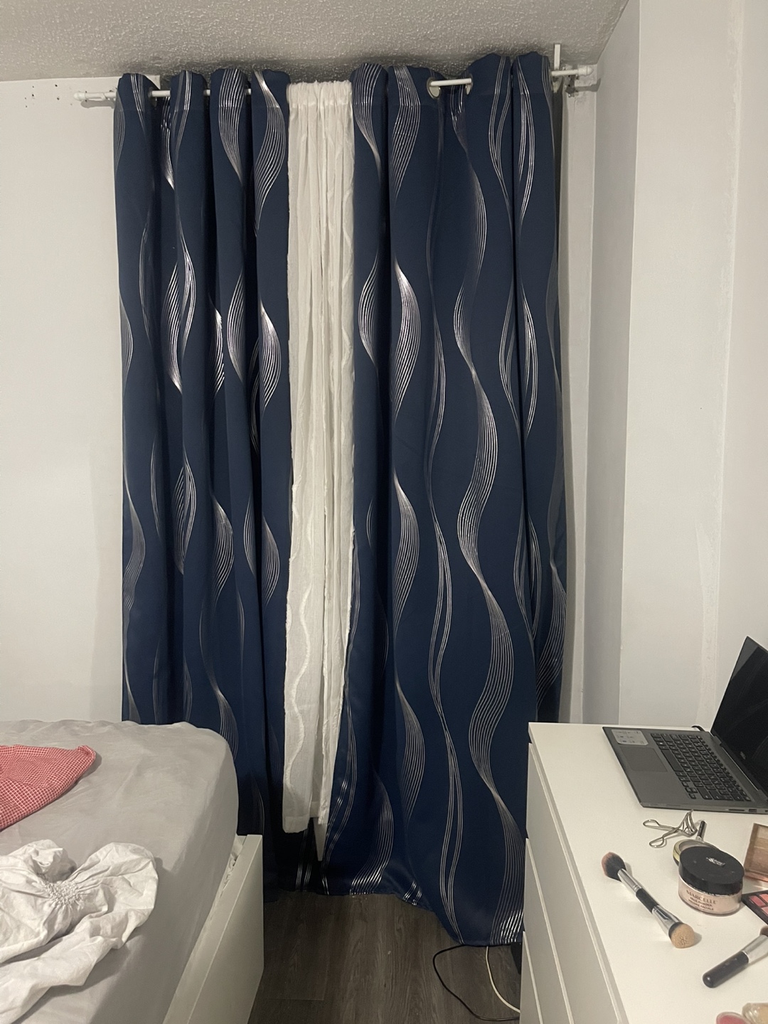 Navy Blue Curtains with White Sheers - photo 3