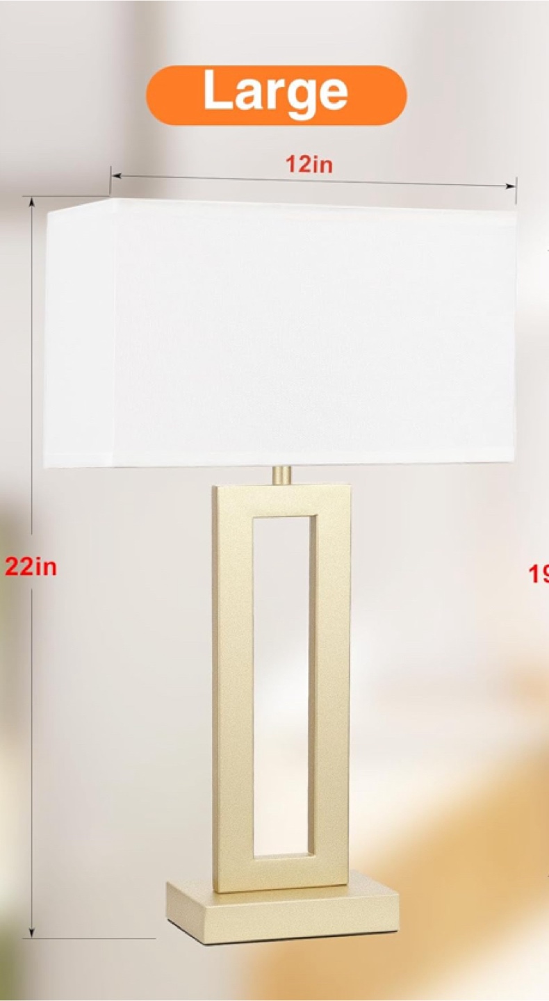 22” Seealle 3 Way touch table lamps with USB- Set of 2 - New - photo 2