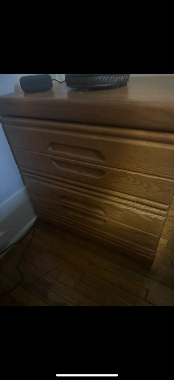 Oak wood 2 Drawer Nightstand with Storage image indicator(2)