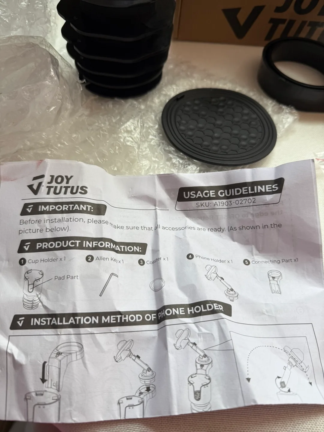 JOY TUTUS Car Phone Mount and Cup Holder image indicator(7)