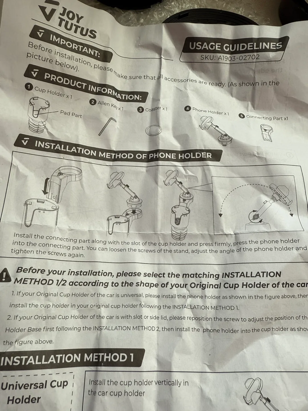 JOY TUTUS Car Phone Mount and Cup Holder image indicator(10)