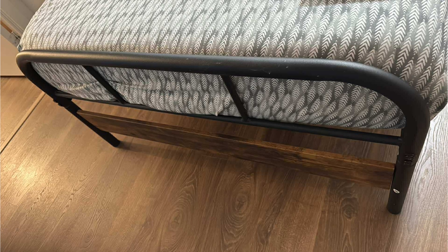 Twin Metal Platform Bed Frame with Wooden Headboard - photo 5