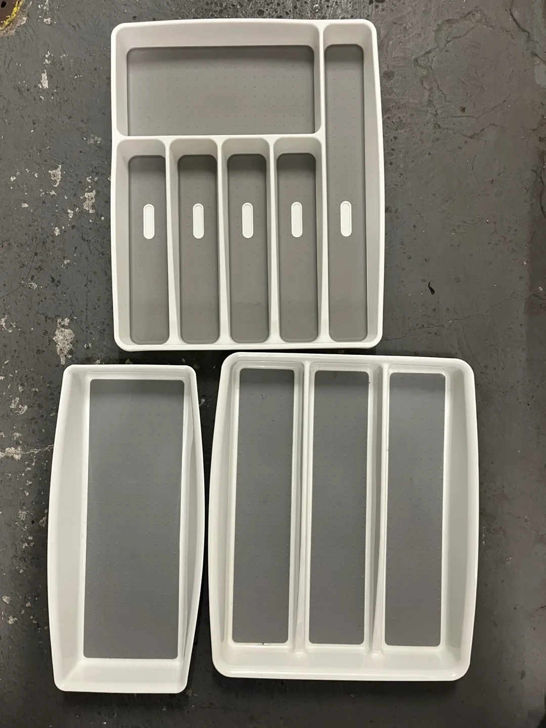 White Kitchen Drawer Organizers set of 3 thumbnail