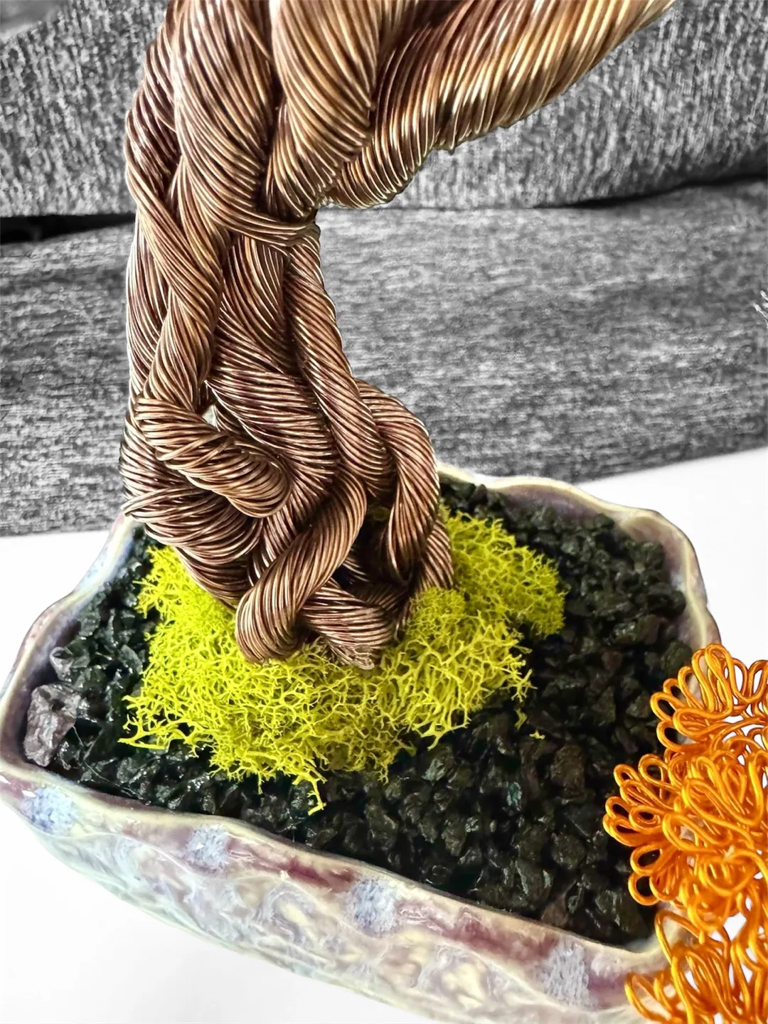 HANDCRAFTED WIRE BONSAI TREE AUTUMN image indicator(3)