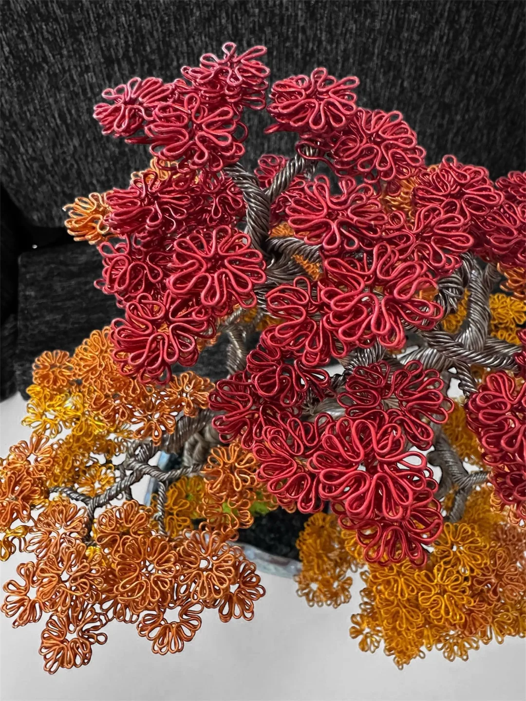 HANDCRAFTED WIRE BONSAI TREE AUTUMN image indicator(4)