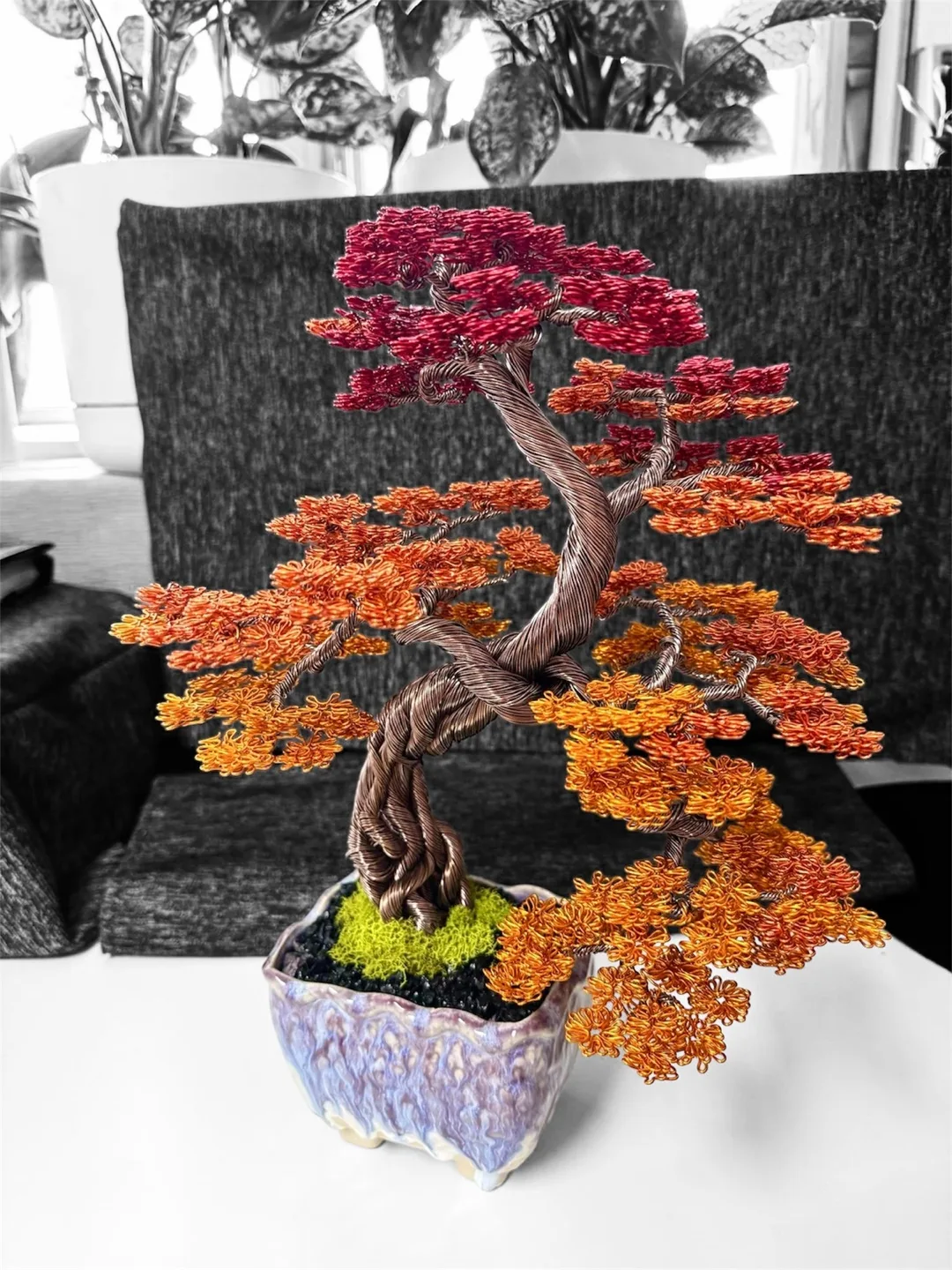 HANDCRAFTED WIRE BONSAI TREE AUTUMN image indicator(2)