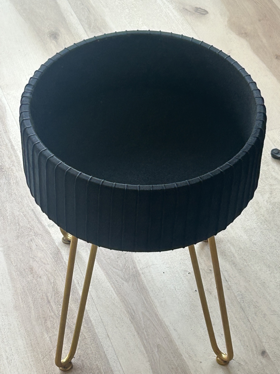 Black Velvet Ottoman with Gold Legs - photo 4