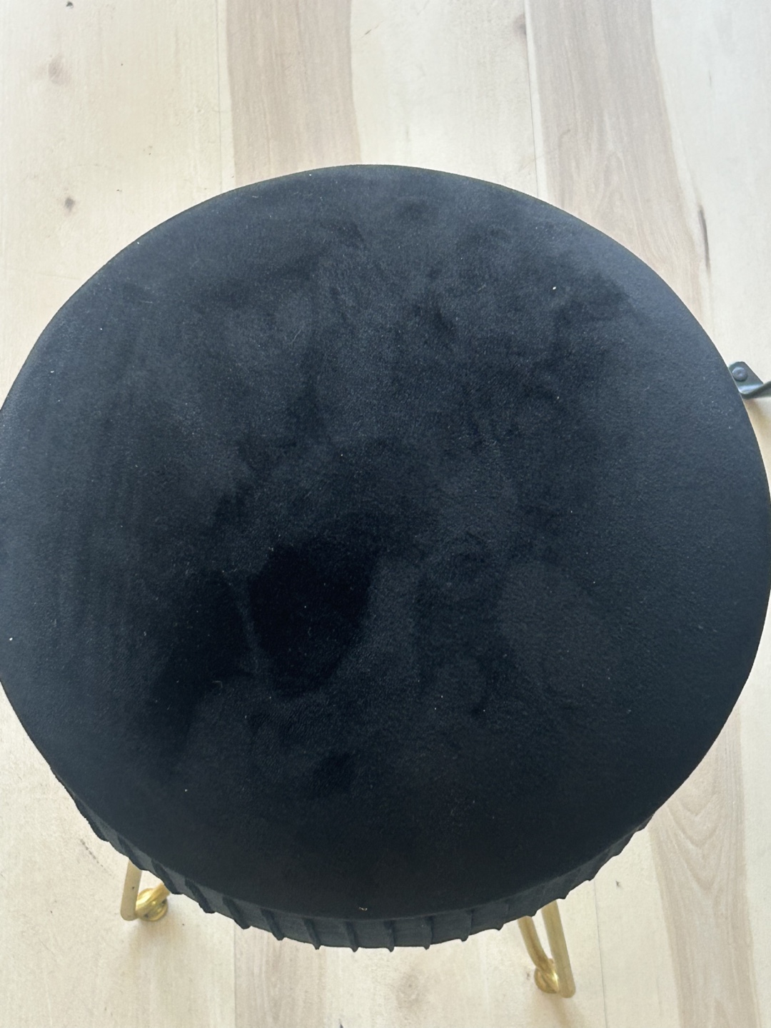 Black Velvet Ottoman with Gold Legs - photo 5