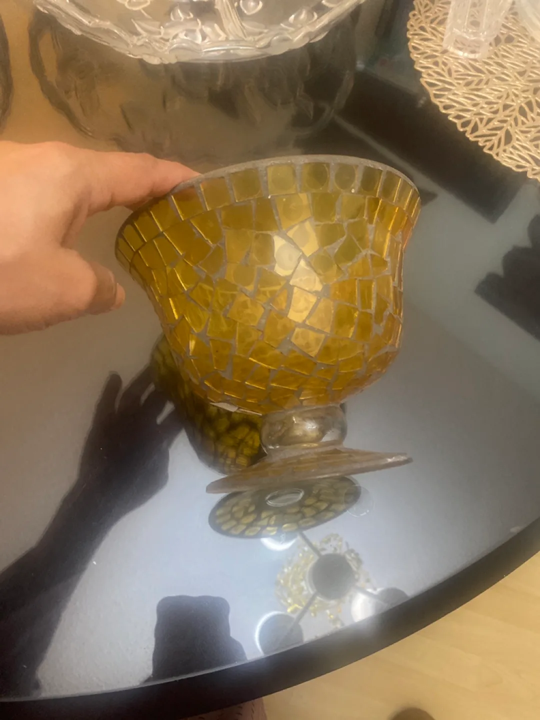 Mosaic Glass Pedestal Bowl image indicator(2)