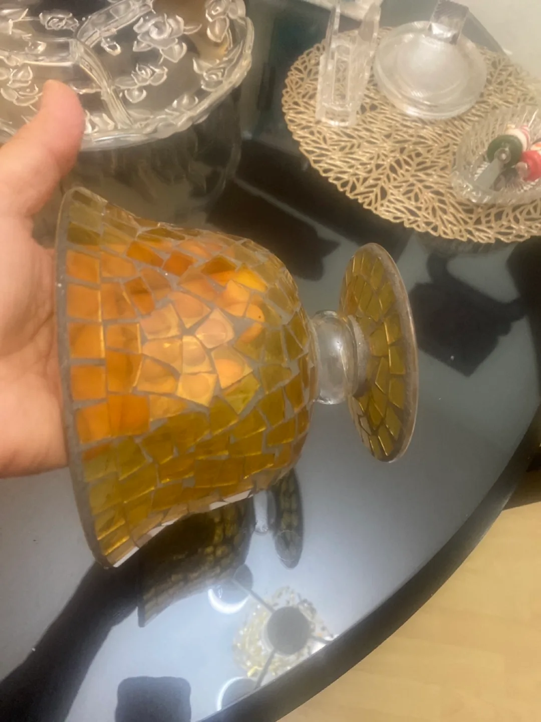 Mosaic Glass Pedestal Bowl image indicator(3)