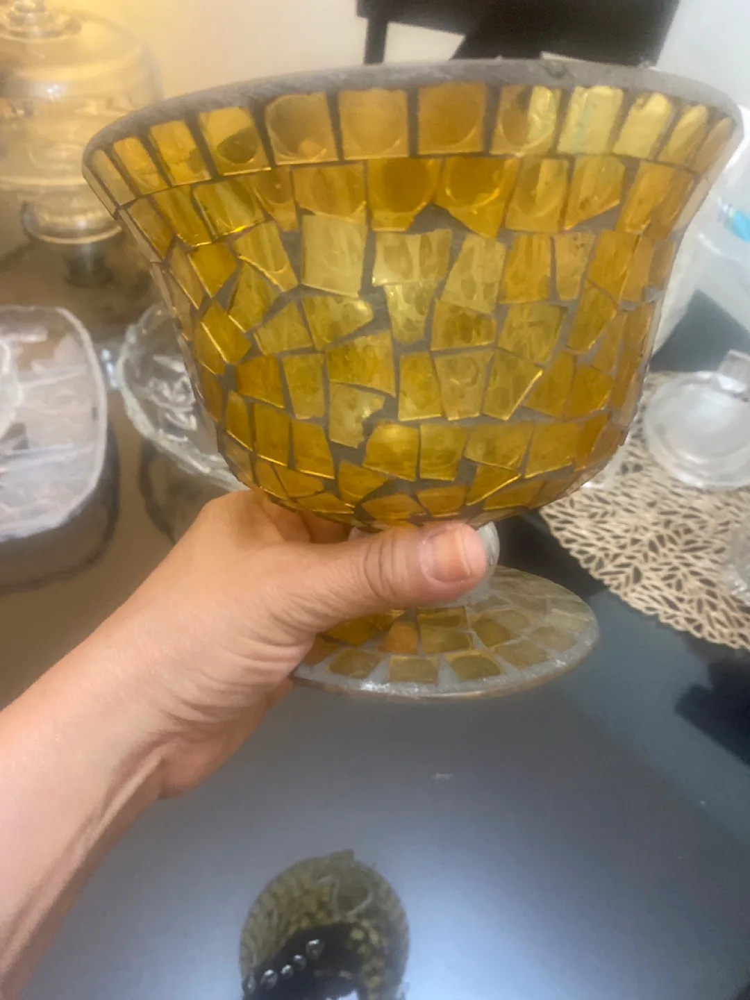 Mosaic Glass Pedestal Bowl image indicator(4)