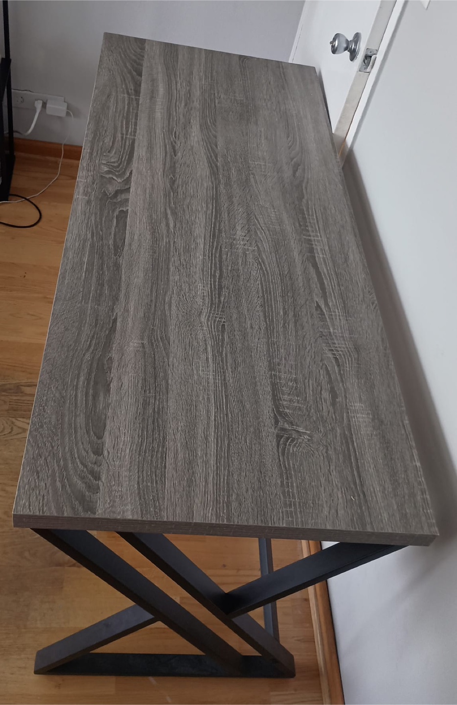 Gray Wooden desk with metal legs