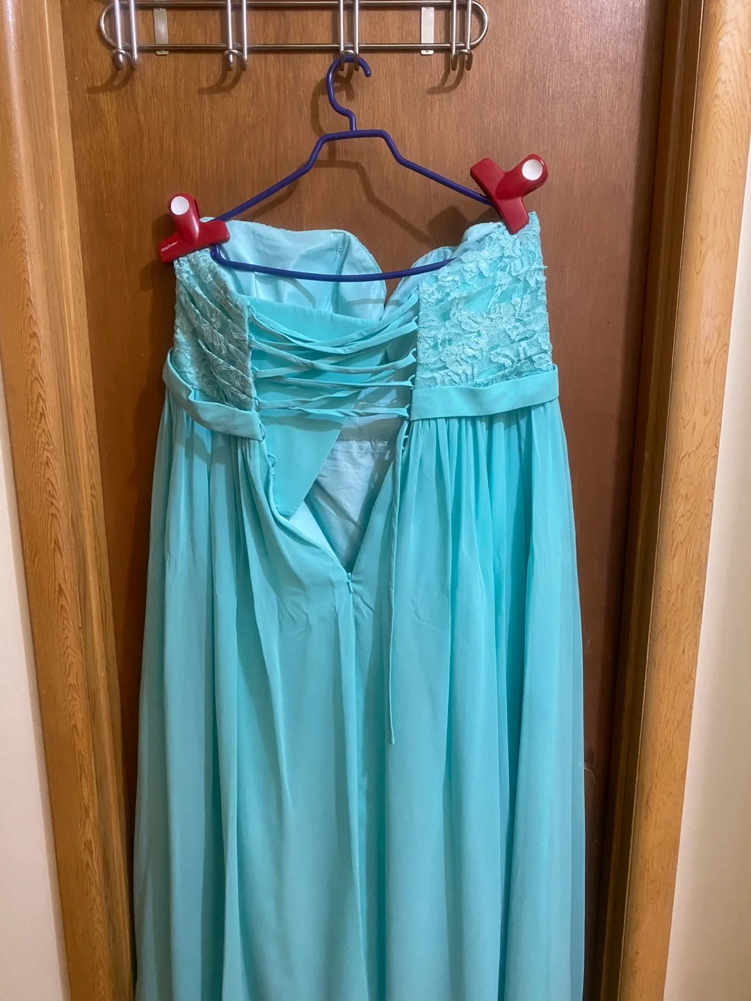Strapless Teal Gown image indicator(2)