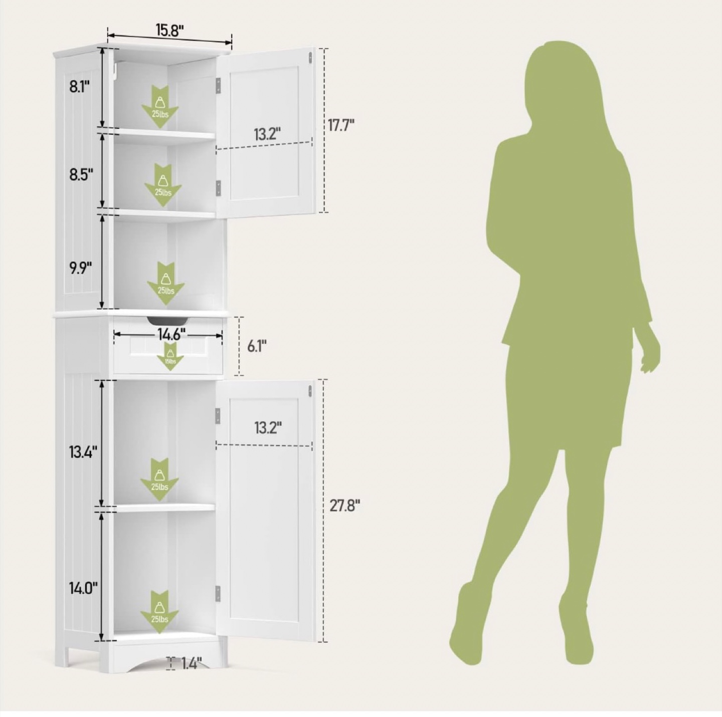 Tall White Bathroom Cabinet - photo 3