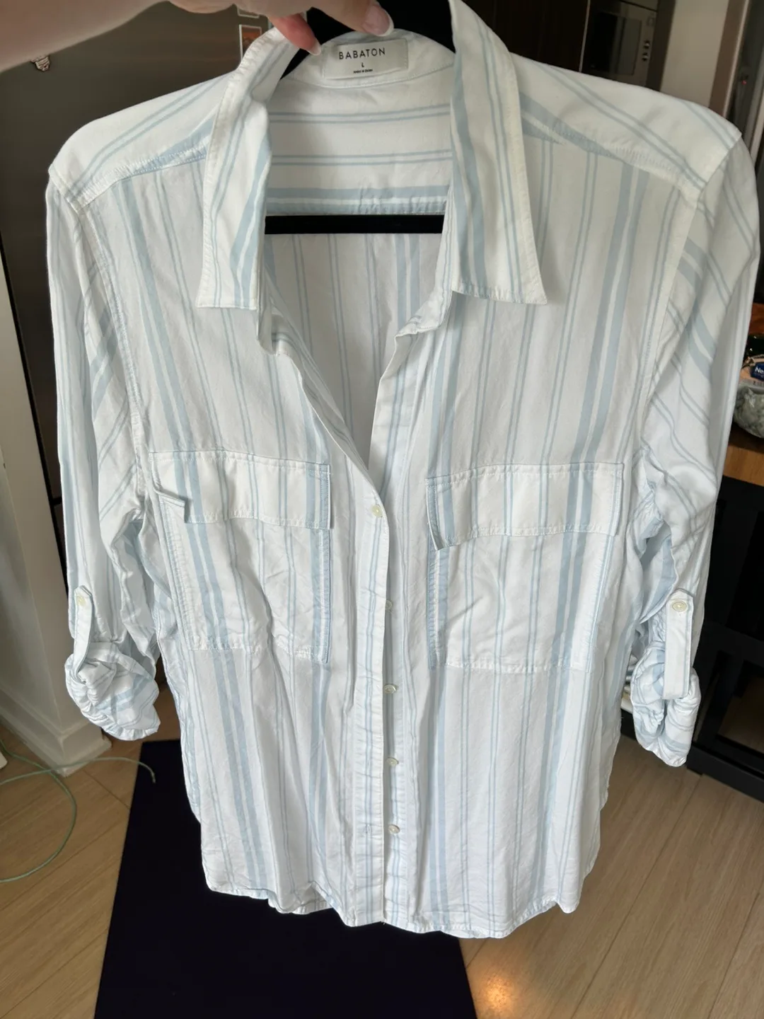 Babaton Striped Button-Up Shirt - Large thumbnail