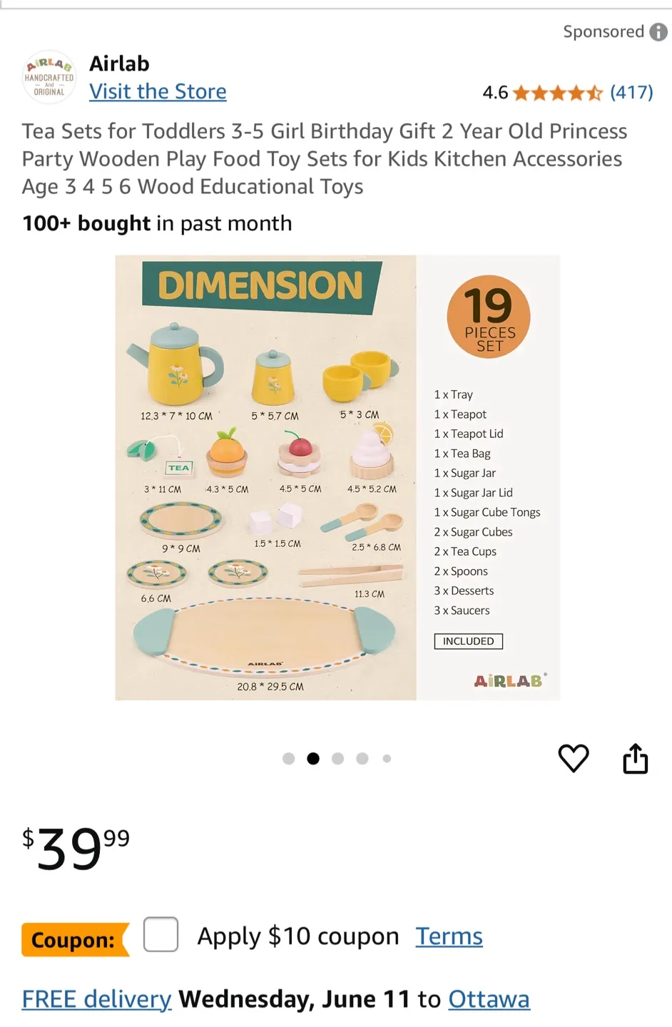 19 pieces AirLab Afternoon Tea Set Toy image indicator(2)