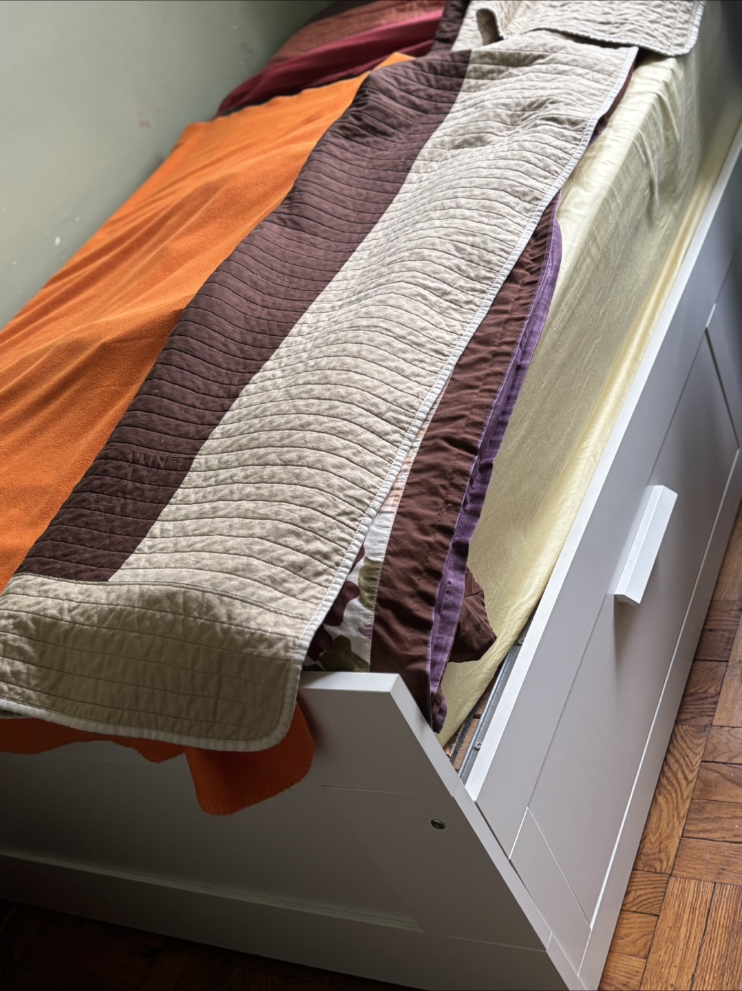 Twin White Bed Frame with Storage Drawers