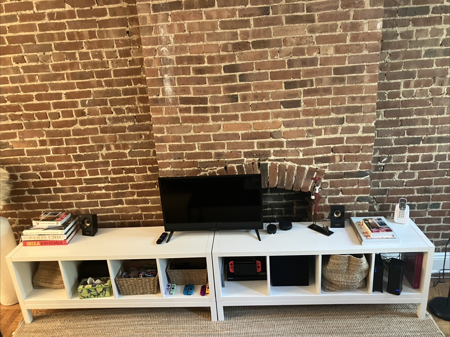 White TV Stand with Storage