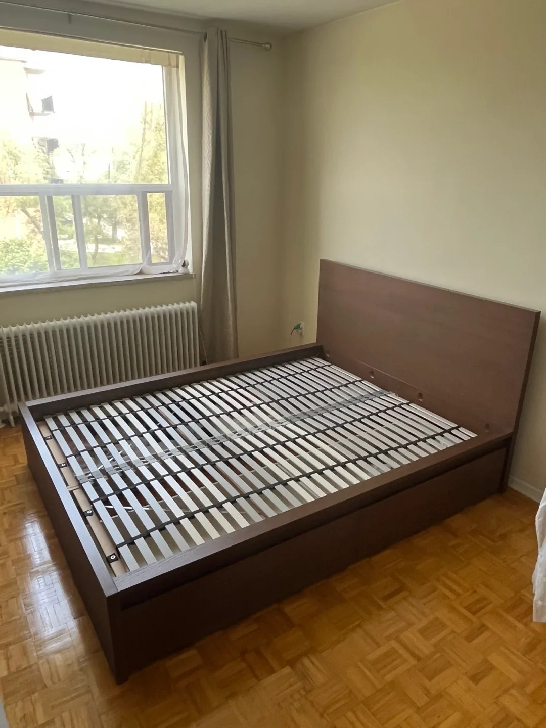 Malm High bed frame/4 storage boxes, Lönset Slatted, Queen thumbnail