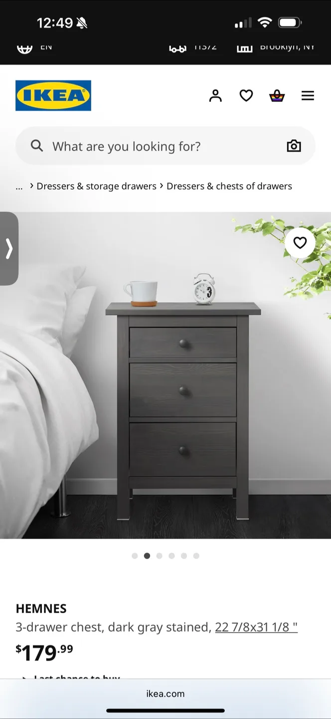 *NEW.. Never Opened*IKEA Hemnes 3-Drawer Chest in Dark Gray image indicator(2)