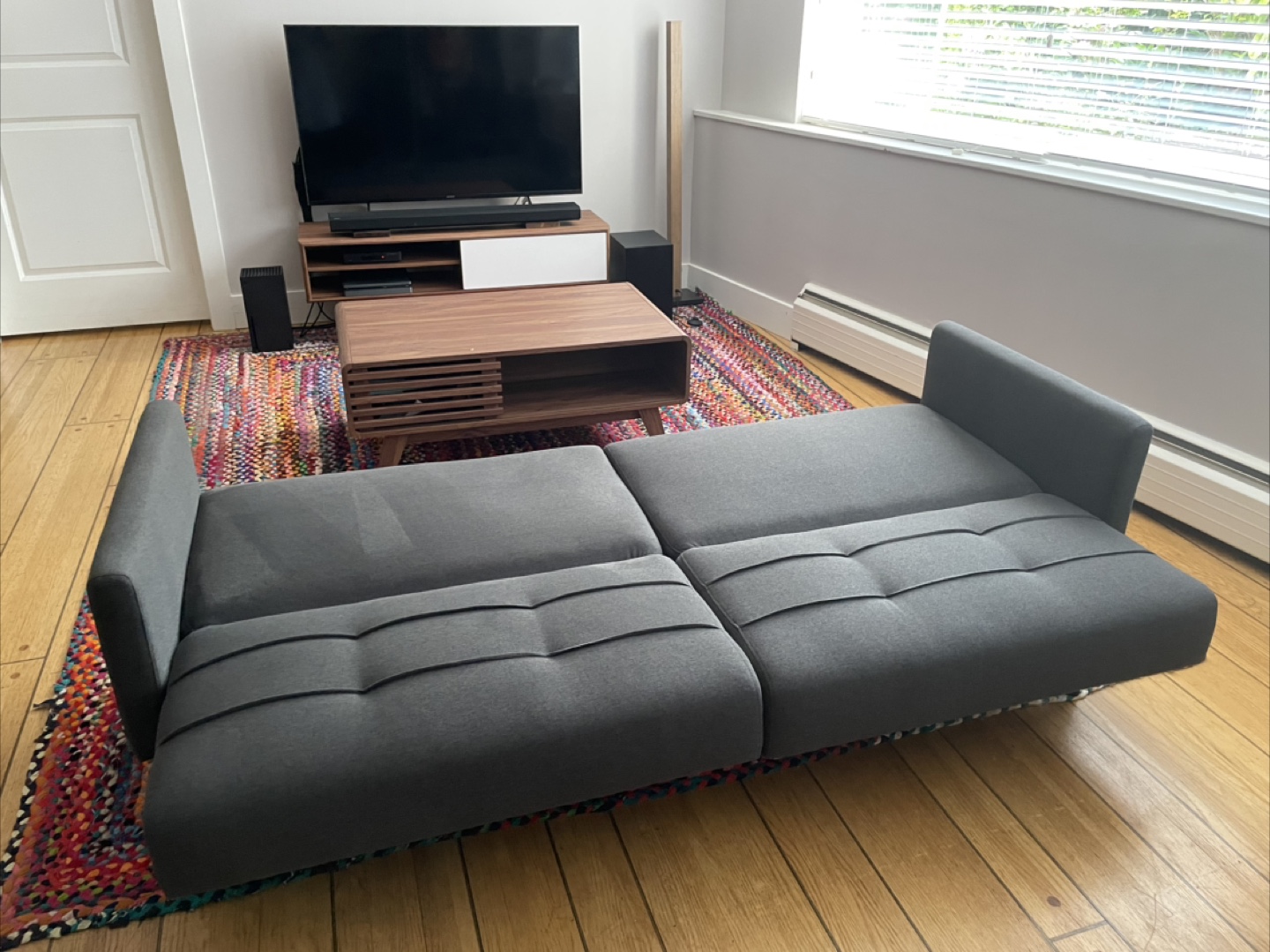 Stylish Grey Convertible Sofa Bed - photo 5