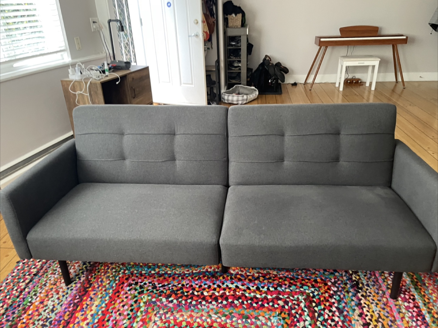 Stylish Grey Convertible Sofa Bed