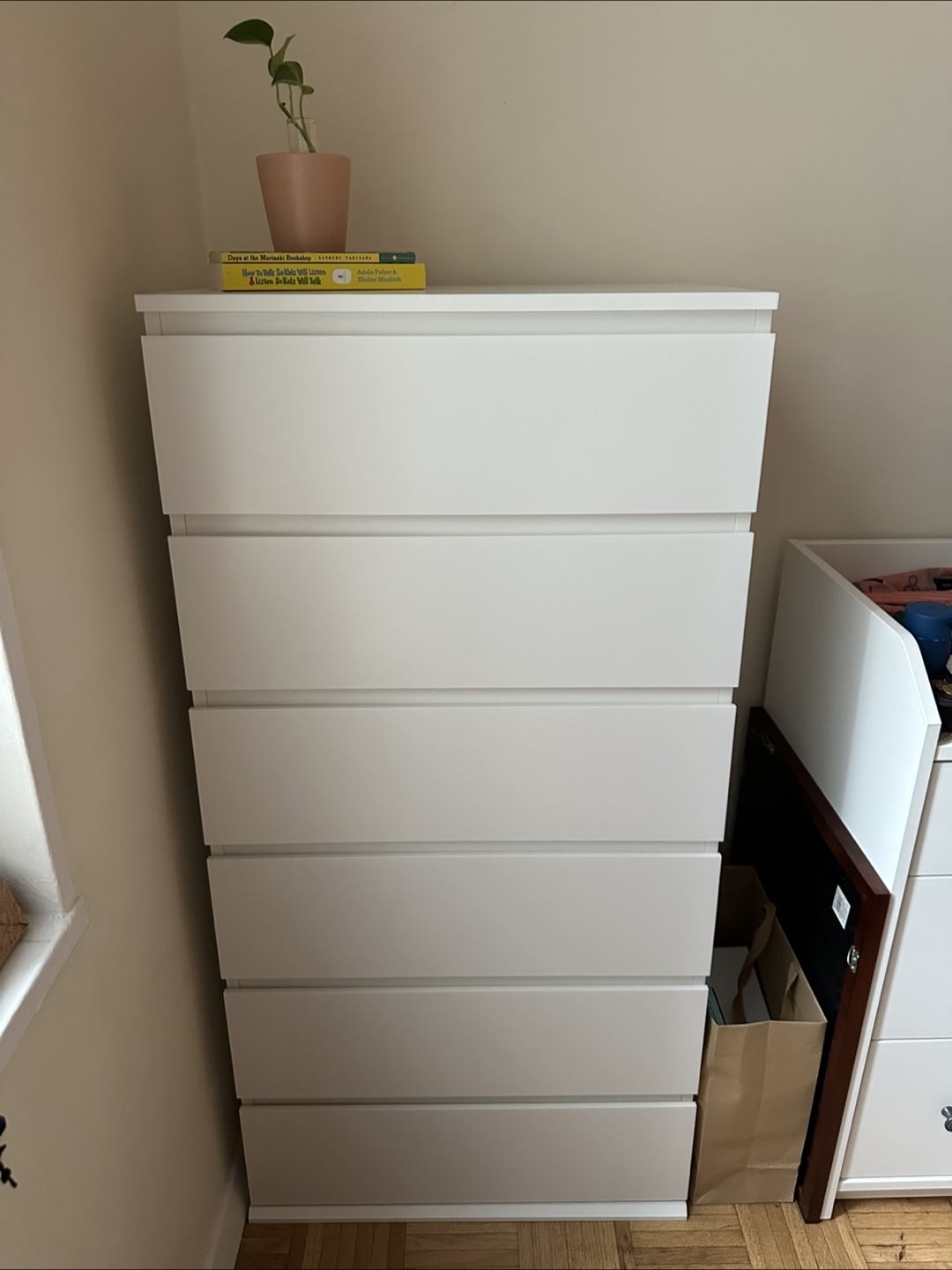 White Dresser with 6 Drawers