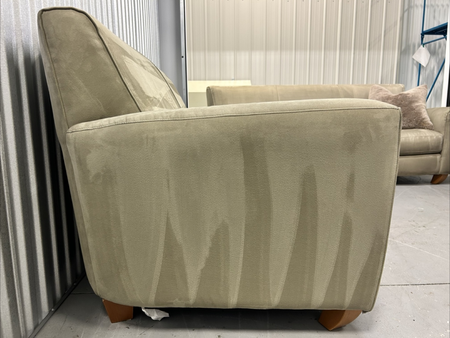 Natuzzi Sage Green Microfiber Sofa & Loveseat Set - photo 4