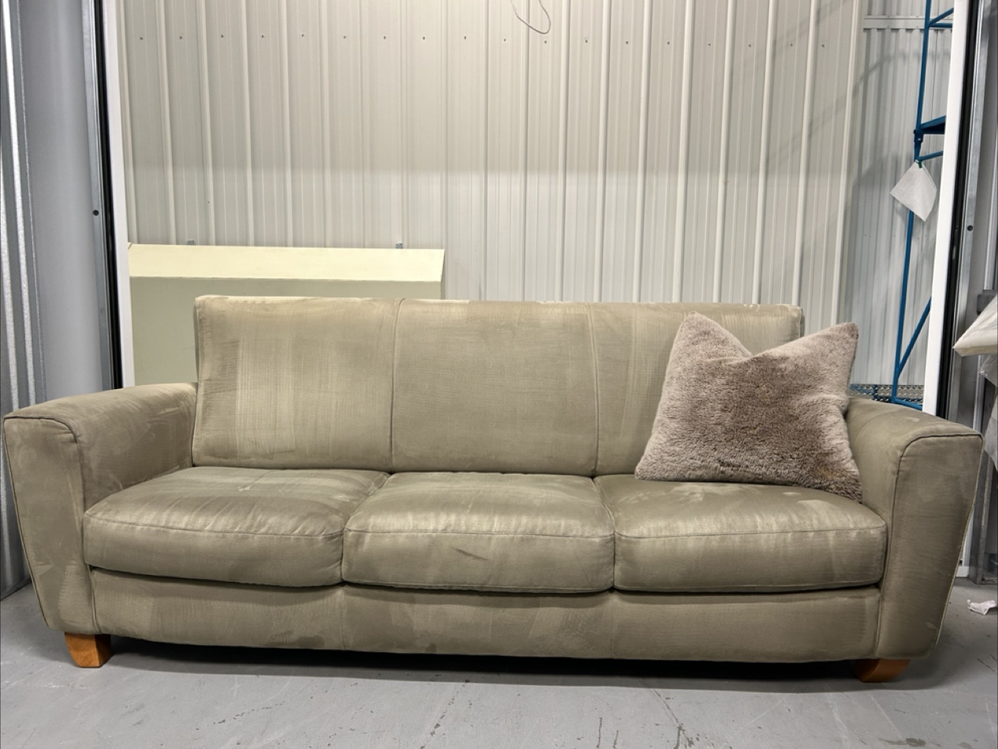 Natuzzi Sage Green Microfiber Sofa & Loveseat Set