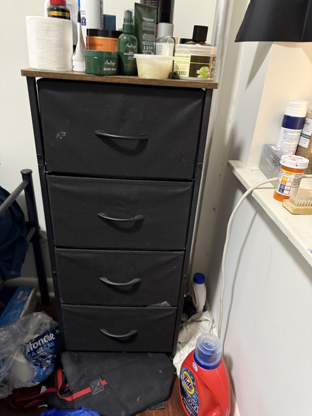 Black Fabric 4-Drawer Chest