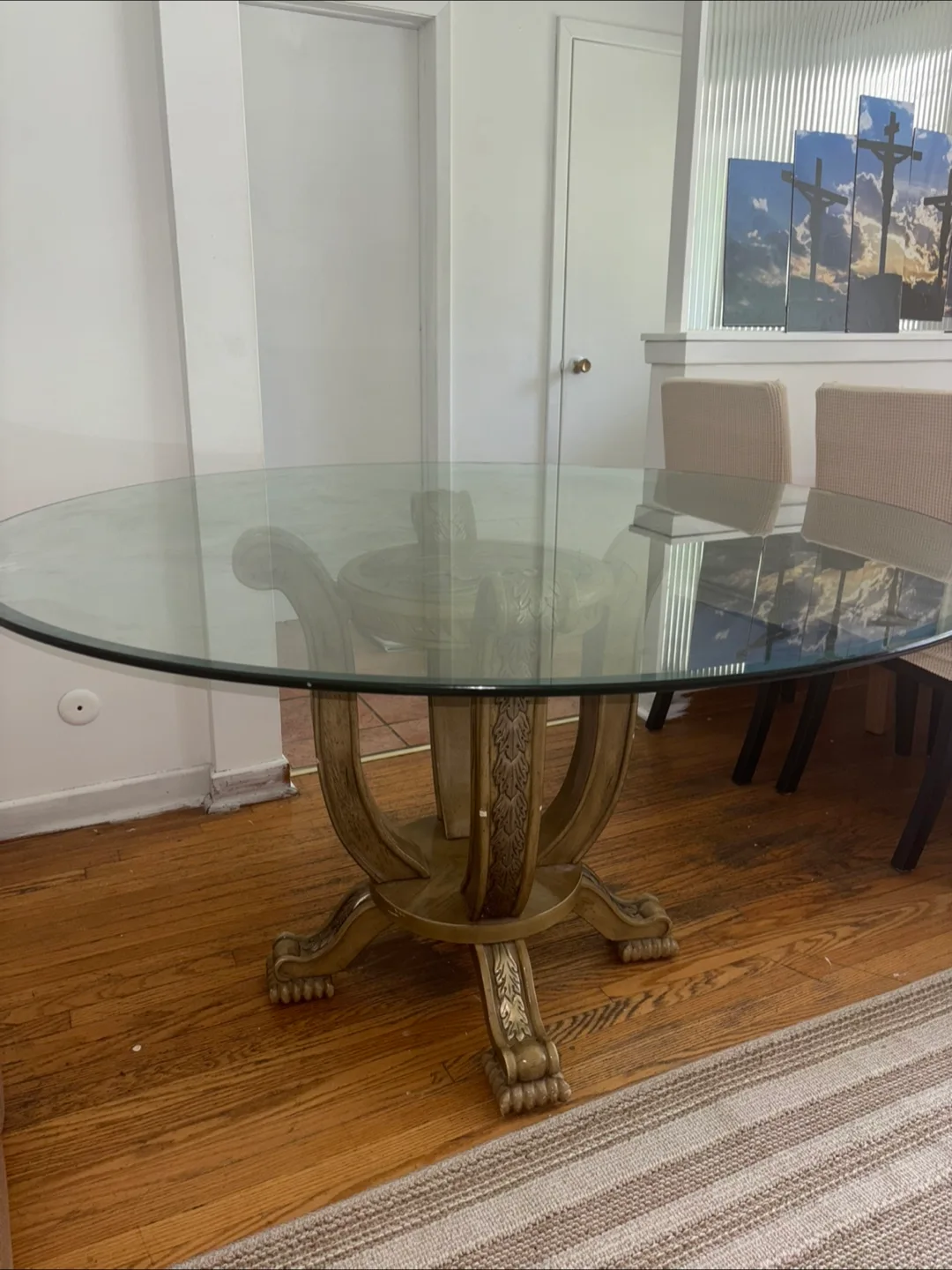 Modern round Glass dinning Table image indicator(3)