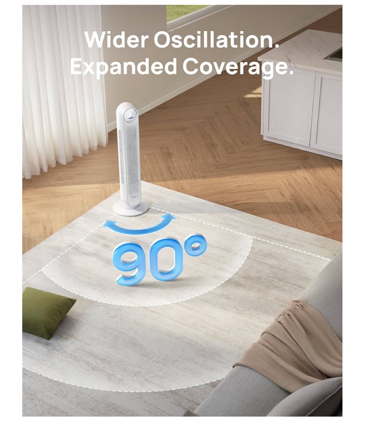 STANDING TOWER FLOOR FAN, WHITE COLOR - photo 4