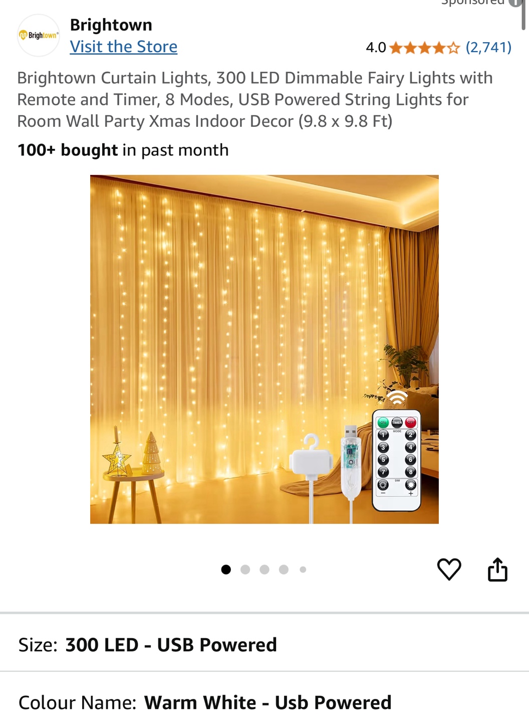 Brightown USB Curtain Lights