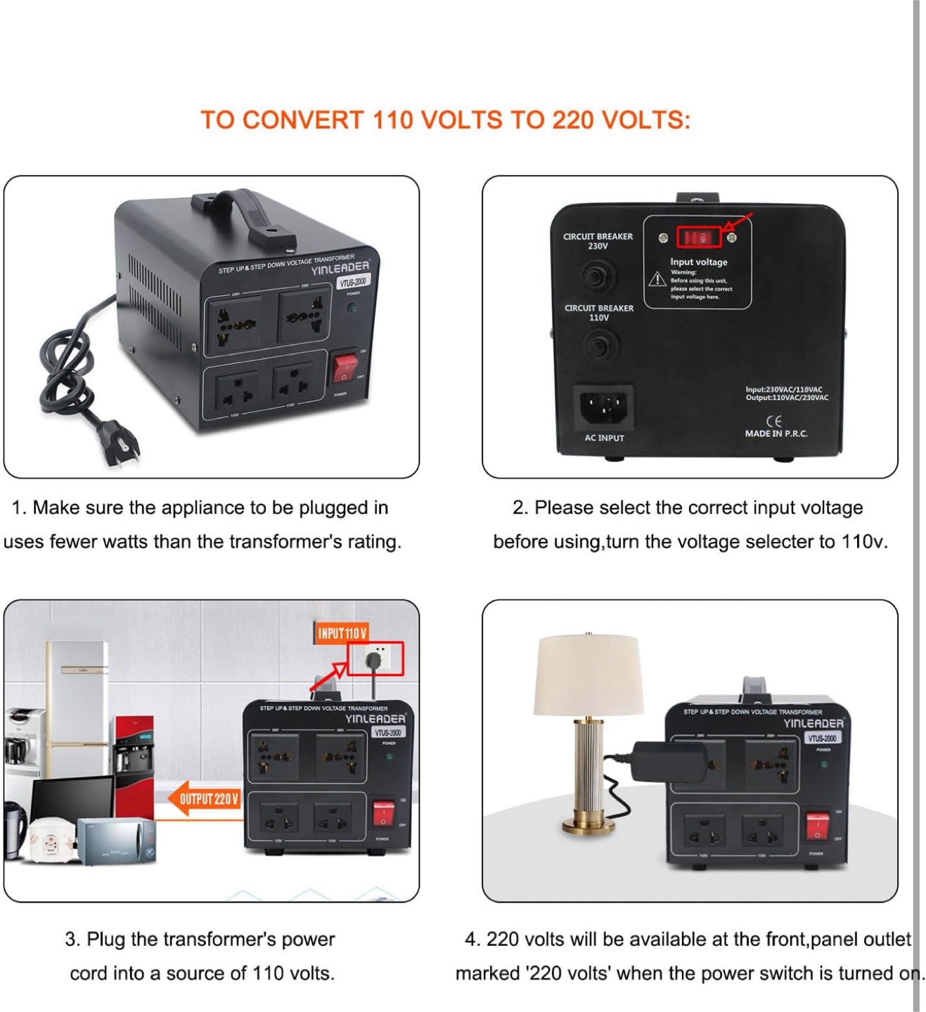 Yinleader Step Up & Step Down Voltage Transformer - photo 4