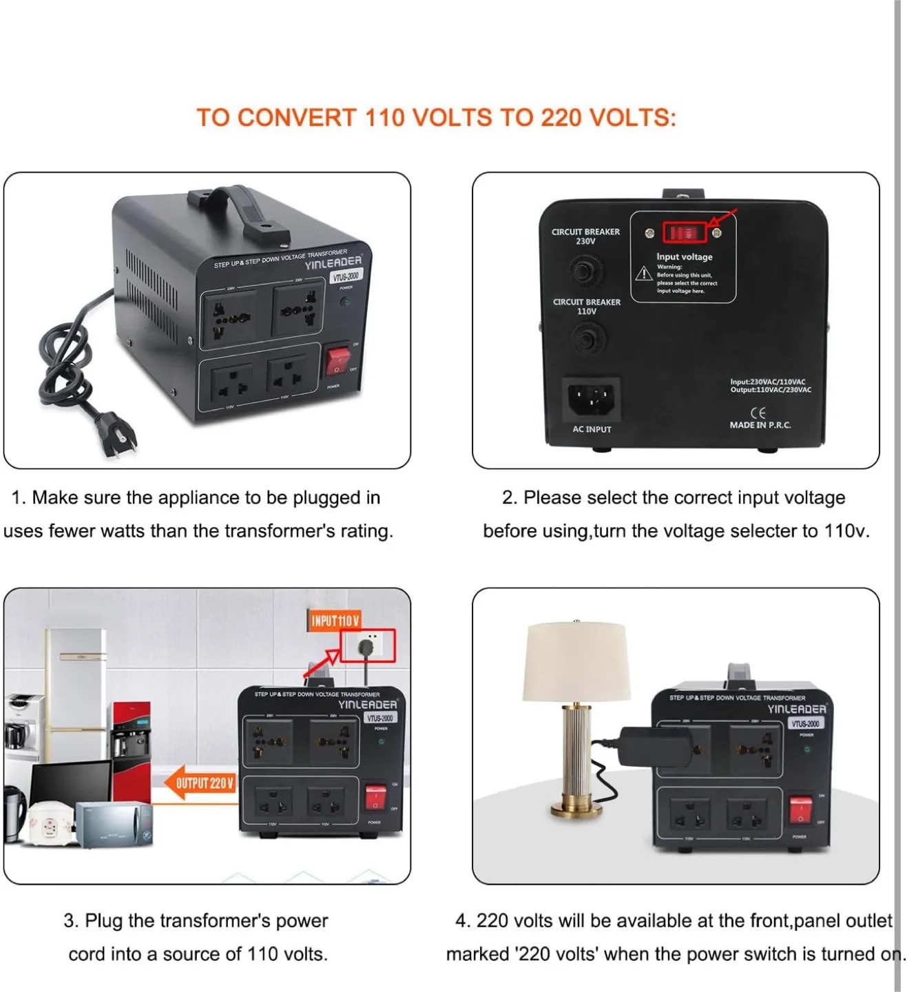 Yinleader Step Up & Step Down Voltage Transformer image indicator(4)