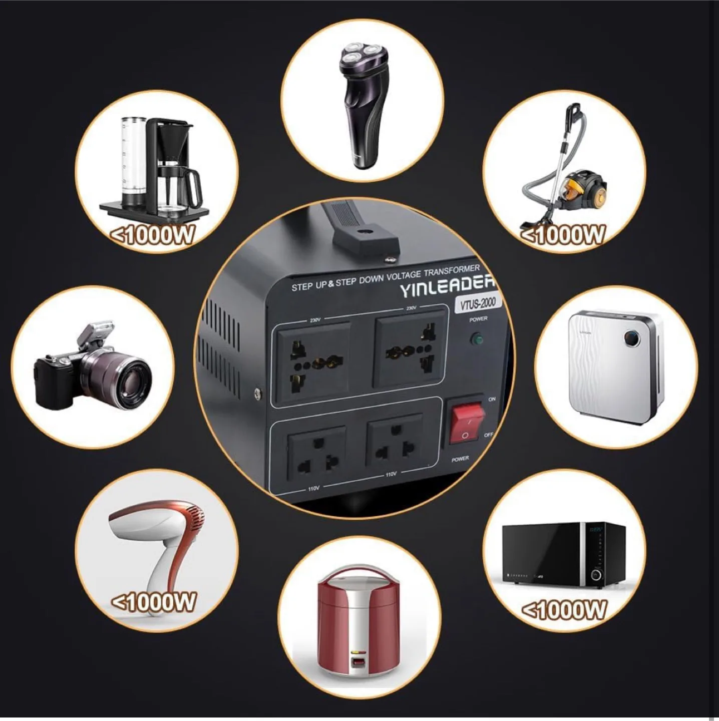 Yinleader Step Up & Step Down Voltage Transformer image indicator(7)