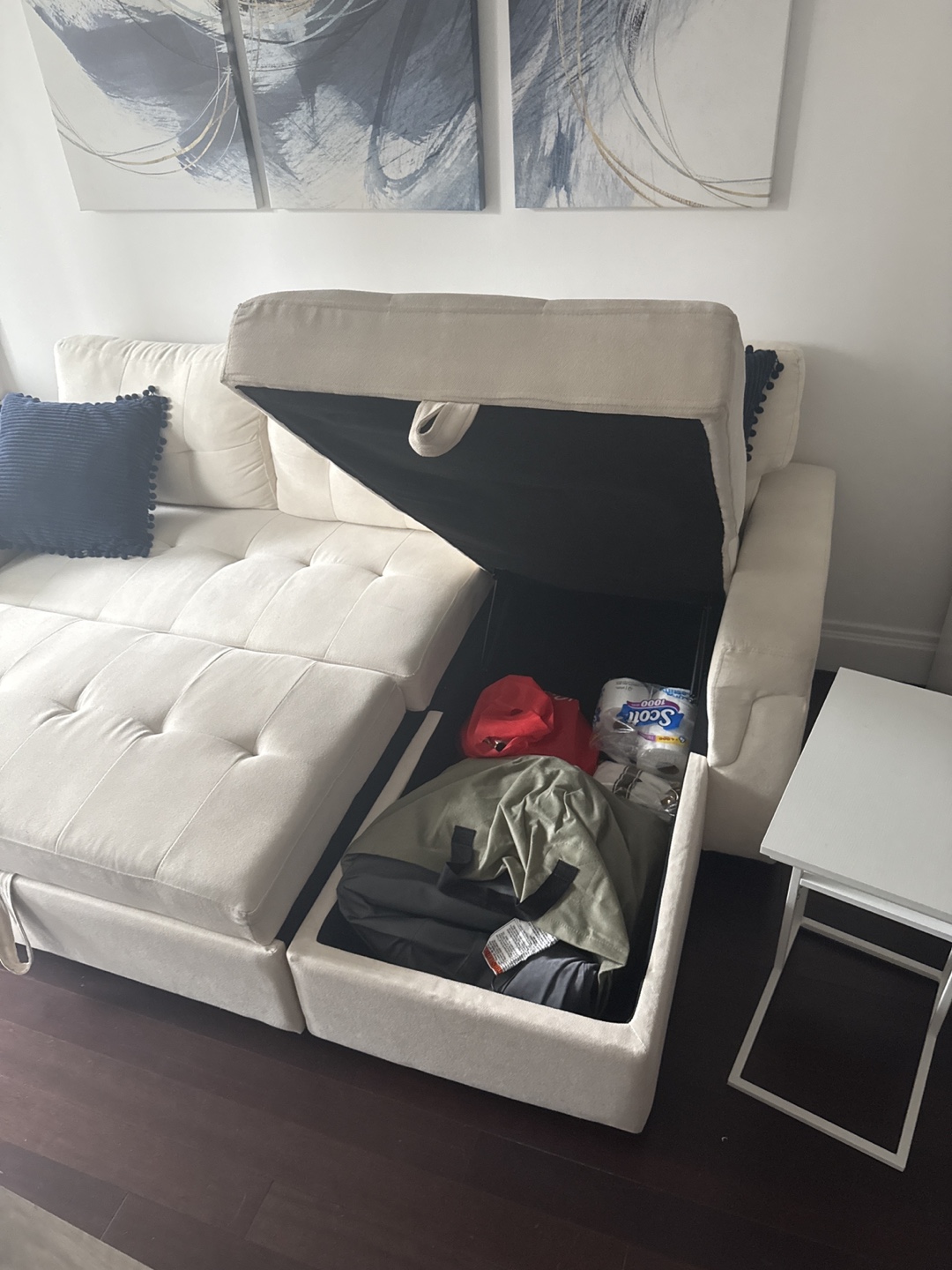 Off-White Sectional Sofa with Storage - photo 2