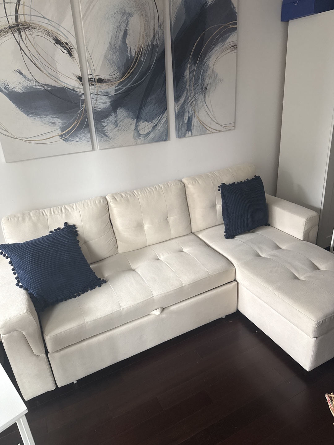 Off-White Sectional Sofa with Storage - photo 3