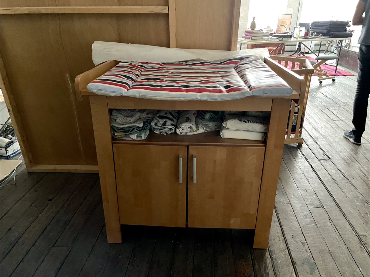 Cabinet with removable changing table top