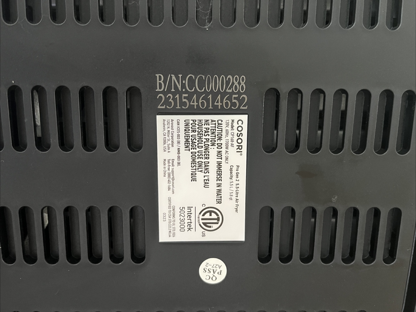 Cosori Air Fryer 5.8qt - photo 3