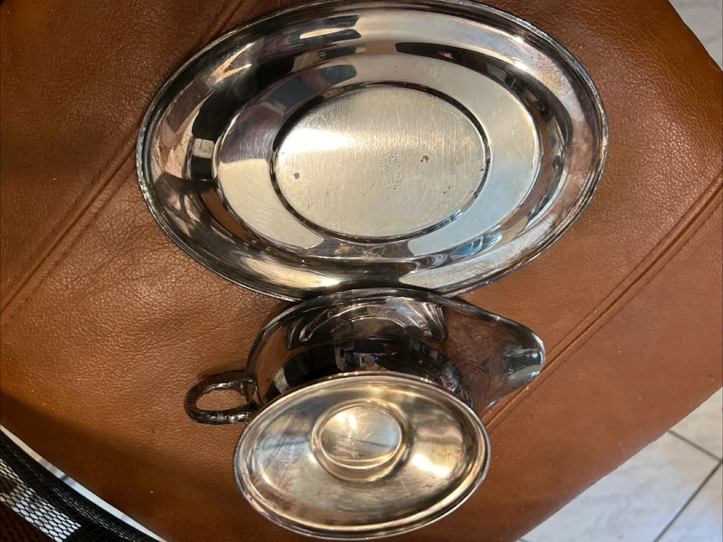 Vintage Silver Plated Gravy Boat & Tray image indicator(2)