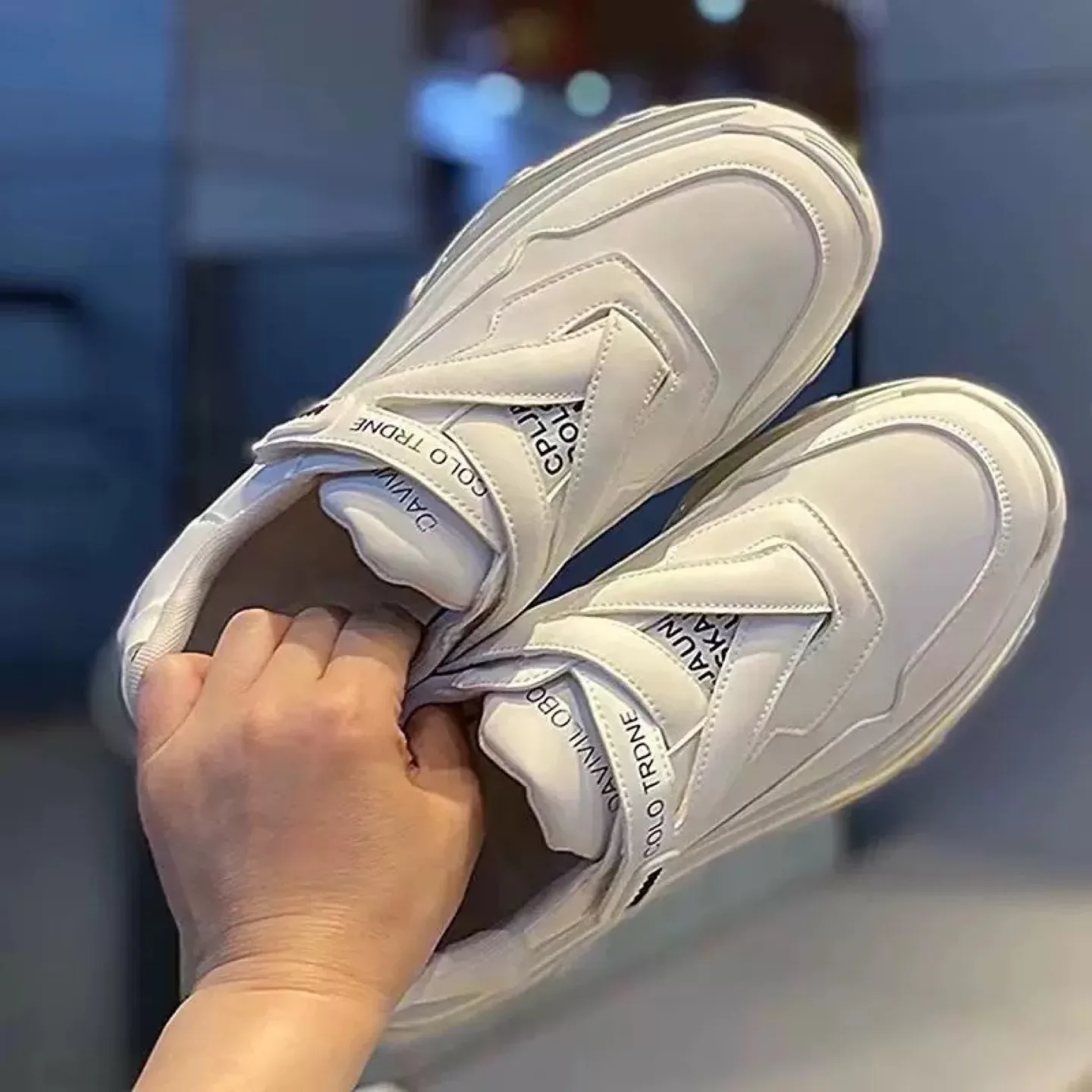 Men’s White Sneakers with Clear Sole thumbnail