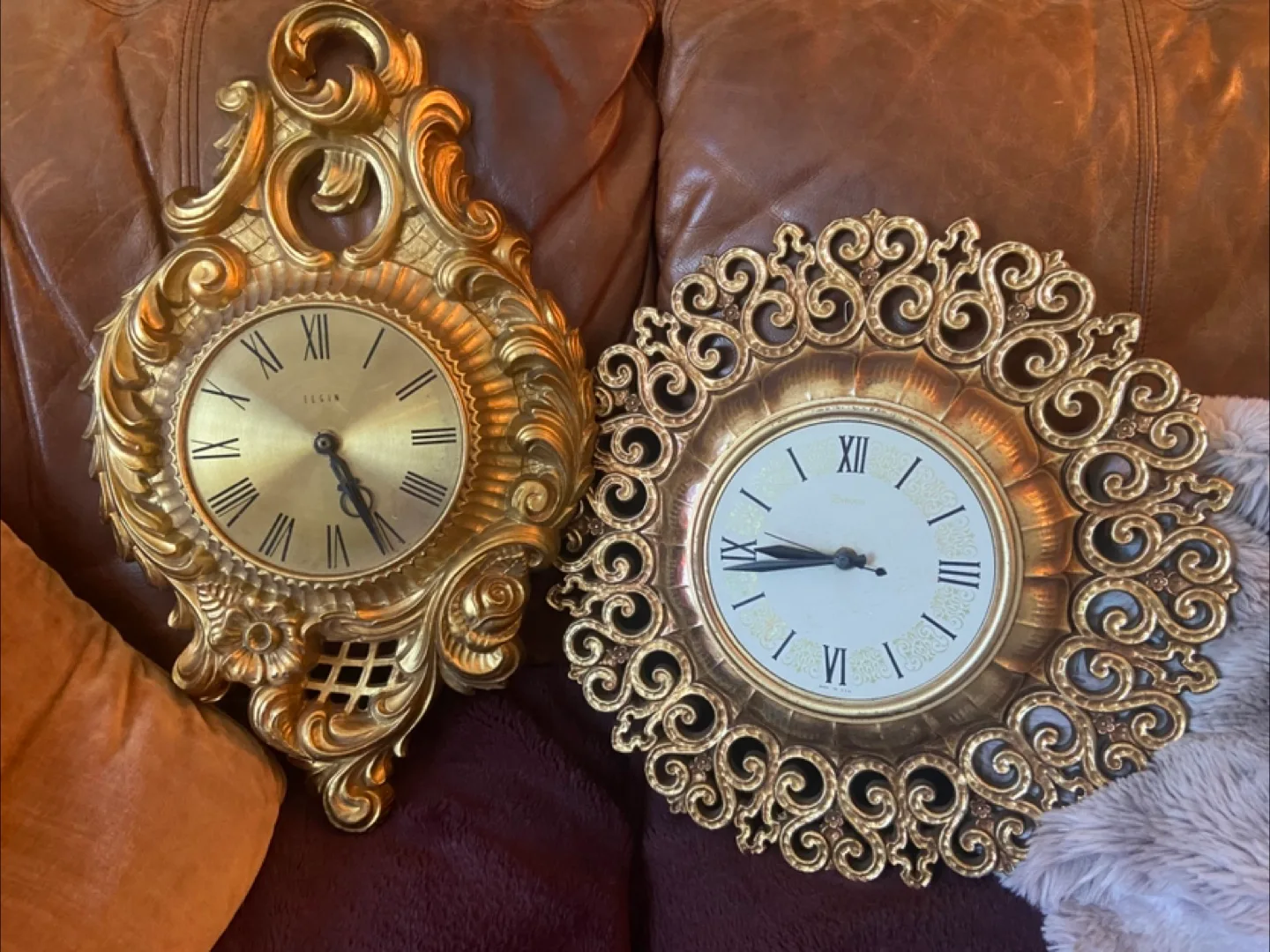 2 Ornate antique wall clocks Sirocco Elgin  need some work ? thumbnail