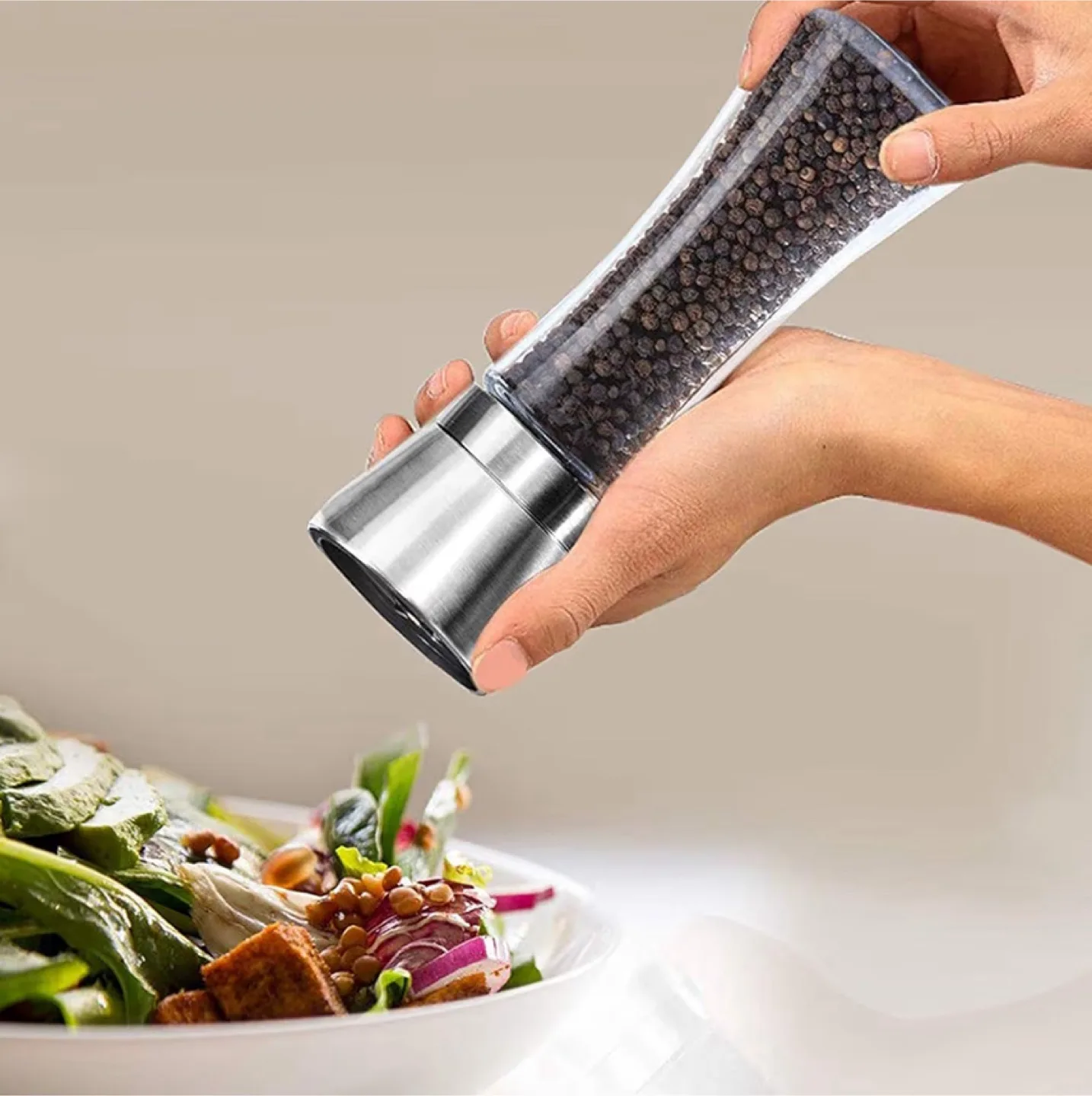 Pepper Grinder, Stainless Steel, Glass Bottle image indicator(2)