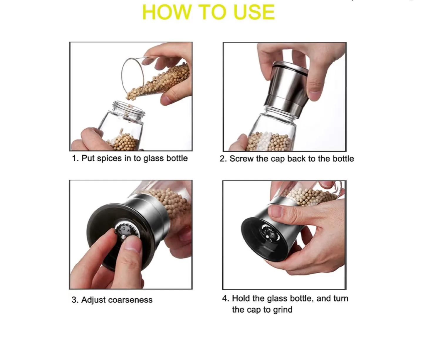 Pepper Grinder, Stainless Steel, Glass Bottle image indicator(5)