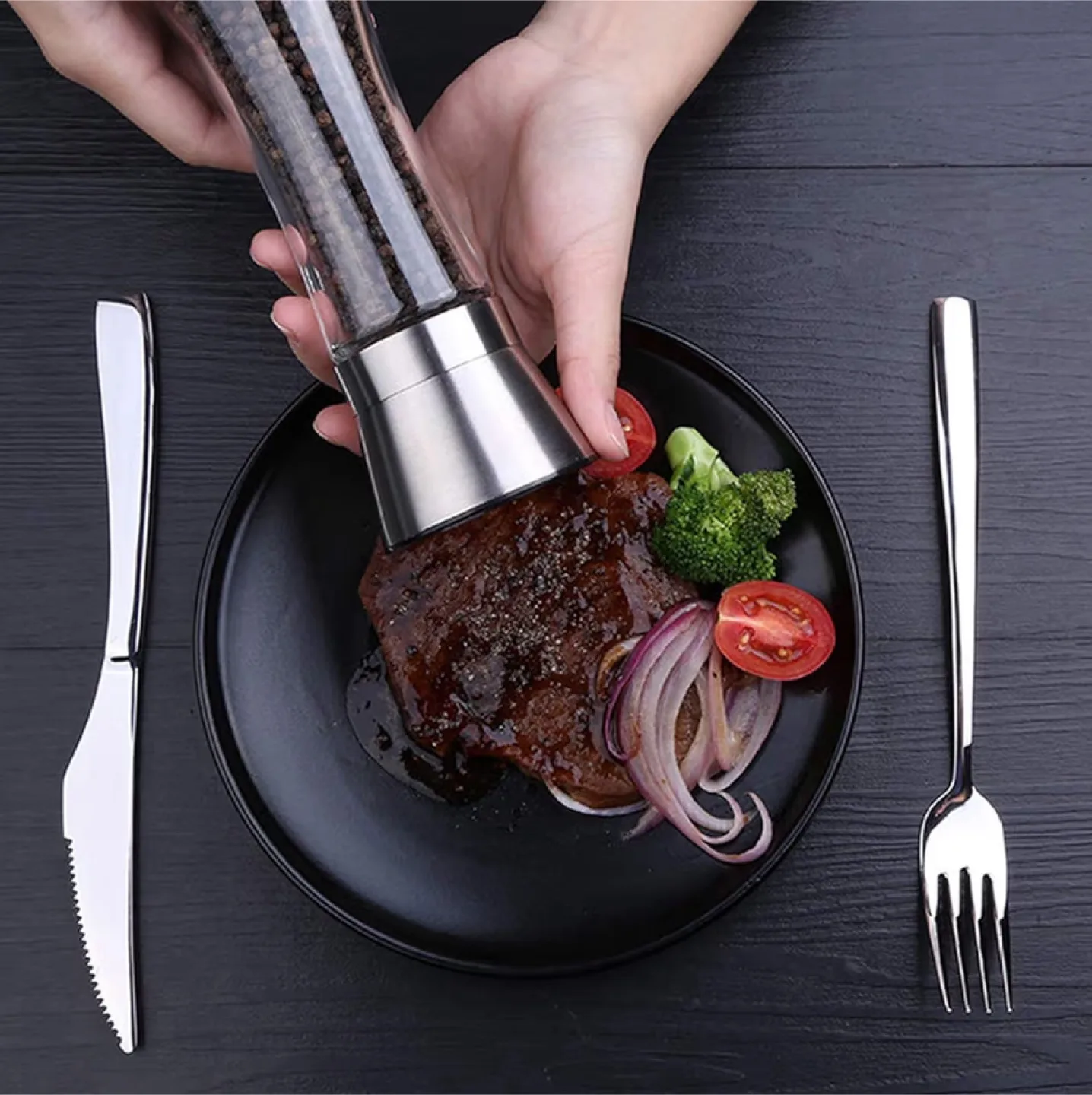 Pepper Grinder, Stainless Steel, Glass Bottle image indicator(7)