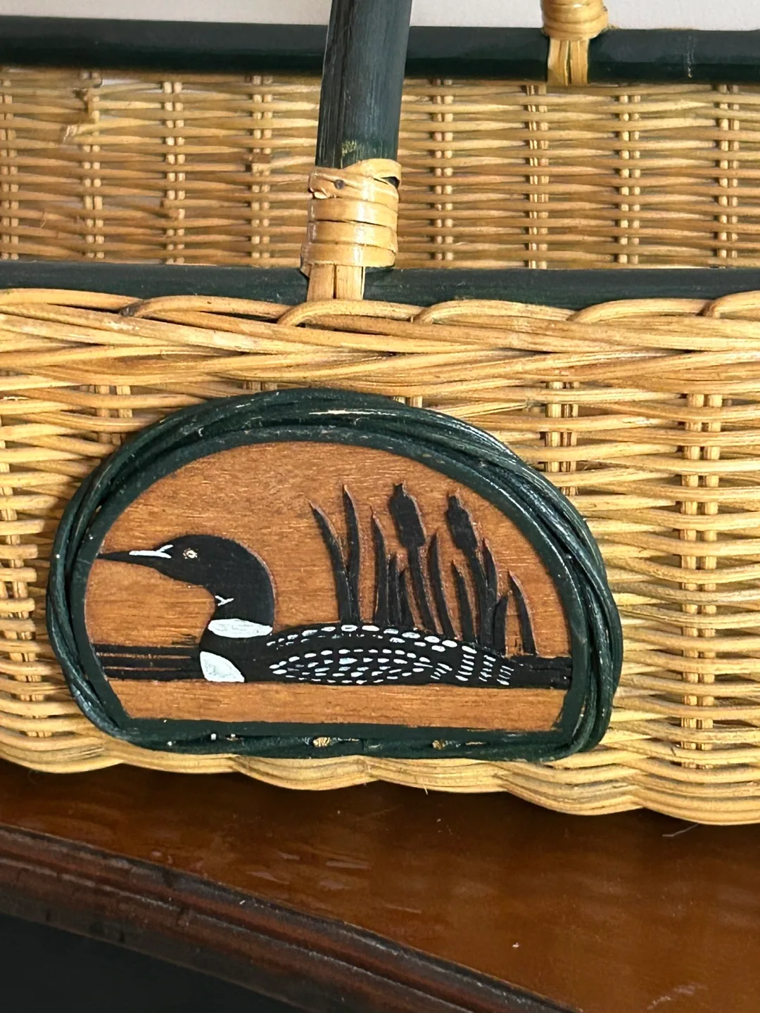 Vintage Wicker wood/Magazine Basket image indicator(2)