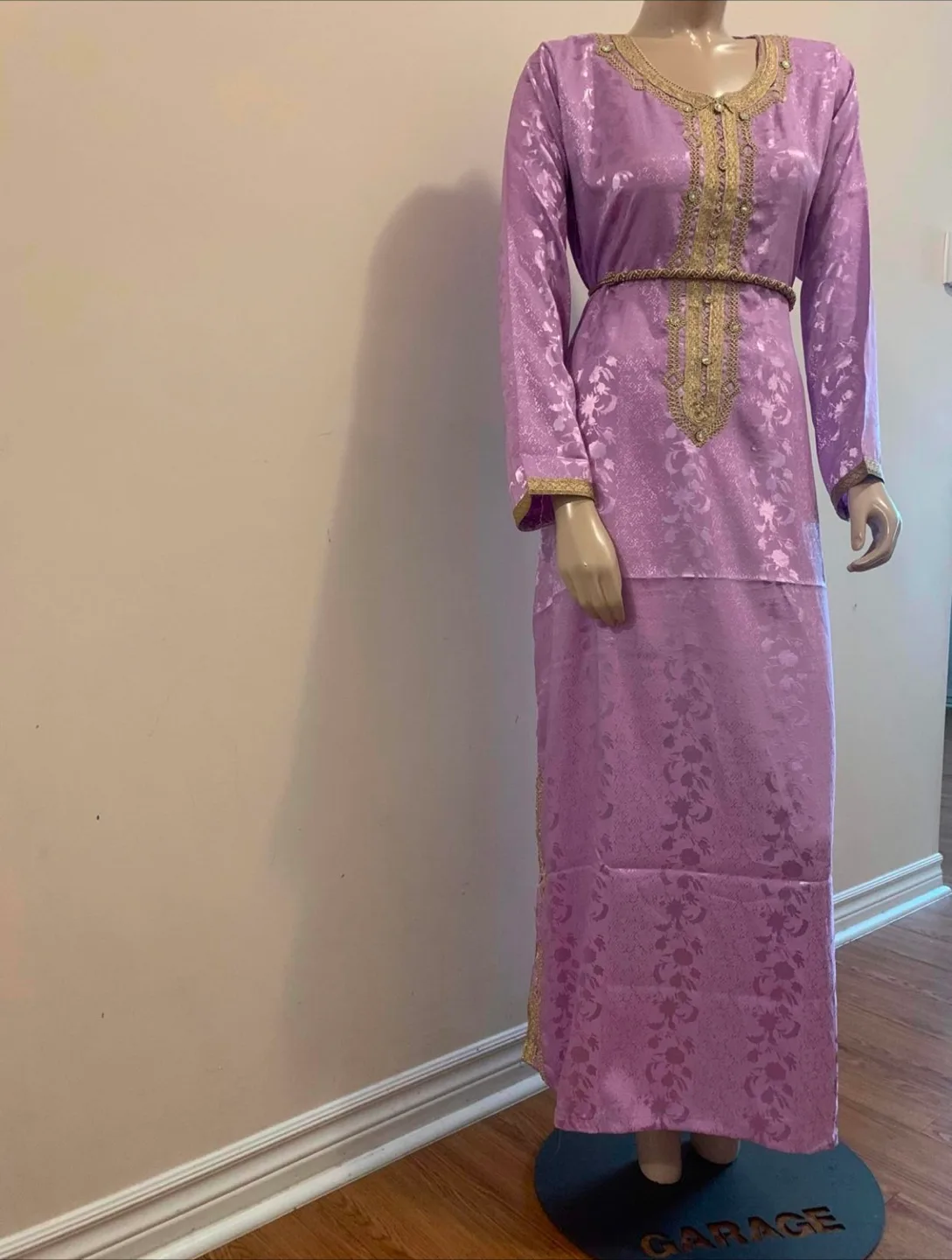 Lilac Long Sleeve Dress with Gold Detailing thumbnail